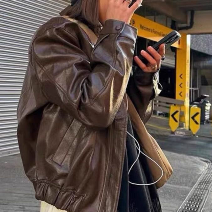 Veste Biker en cuir Vintage