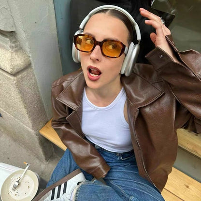 Veste Biker en cuir Vintage