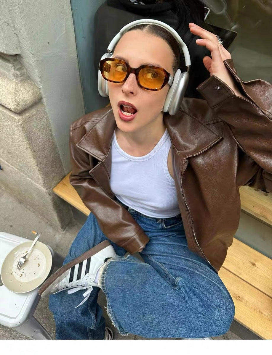 Veste Biker en cuir Vintage