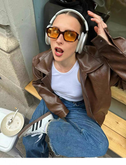 Veste Biker en cuir Vintage