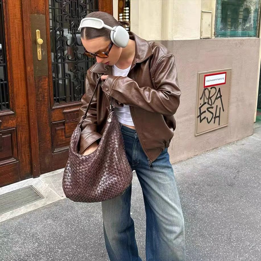 Veste Biker en cuir Vintage